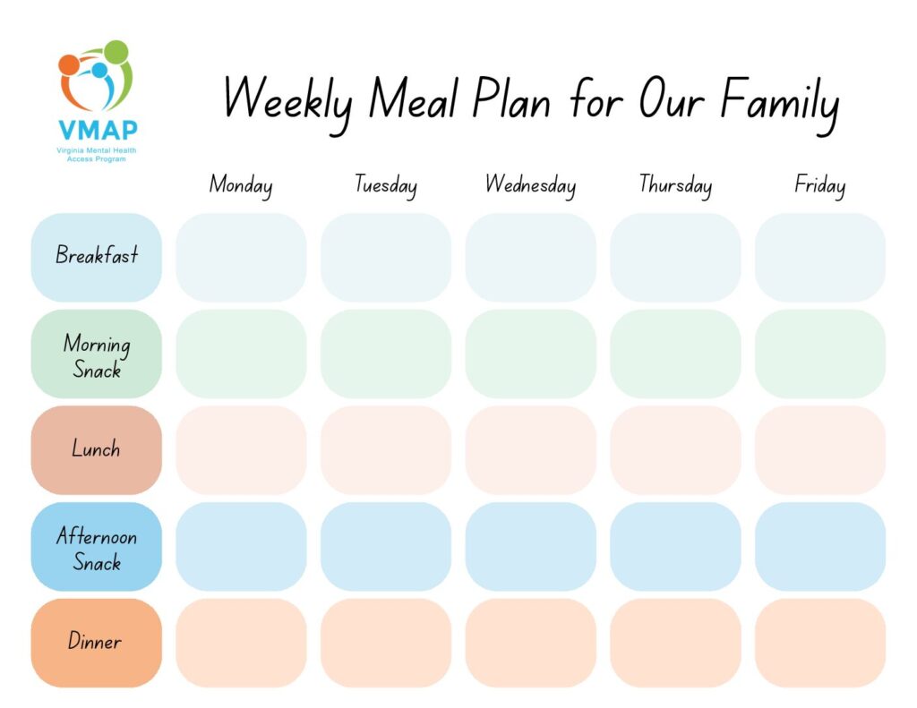 daily meal routines for kids printable