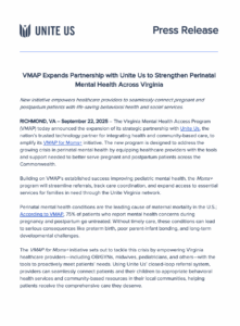 VMAP Expands Partnership with Unite Us to Strengthen Perinatal Mental Health Across Virginia