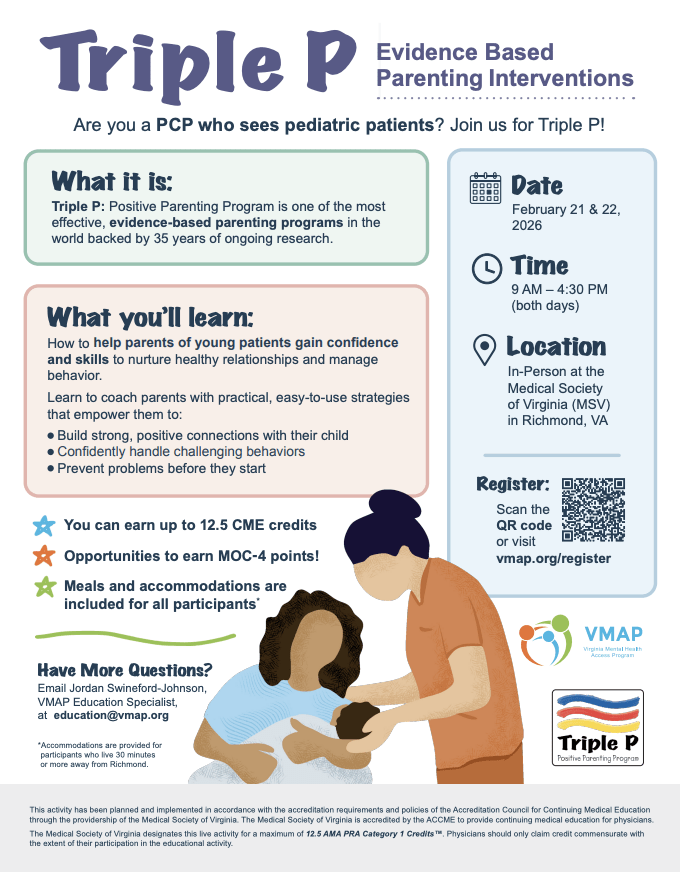 VMAP Triple P Positive Parenting Program Pediatric Mental Health CME For PCPs Flyer